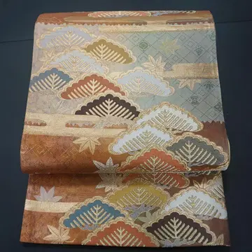 금채 사용 대담한 소나무 순수 실크 후쿠로 오비 포멀 결혼식 a571