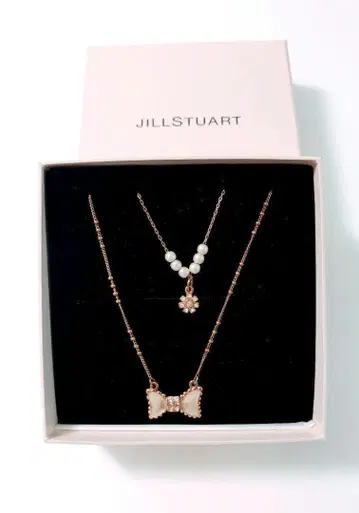 JILL STUART 2연 목걸이 리본 플라워 목걸이 세트