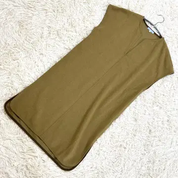 넥스트아이 브라운 무릎 기장 슬리브리스 원피스 I라인 슬릿V넥 M