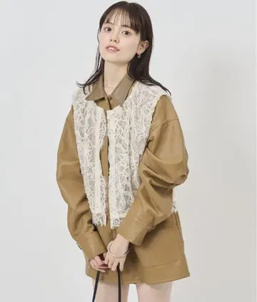 mystic 멀티웨이 레이스 레이어드 자켓 카멜 / 사이즈 1