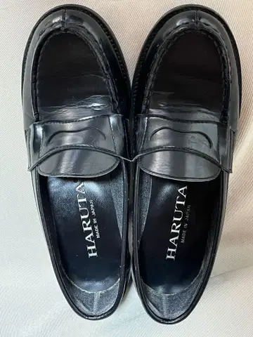 HARUTA 블랙 로퍼 중간 힐