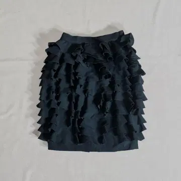 빈티지 프릴 캉캉 스커트 무릎 기장 코쿤 벌룬 스커트 블랙