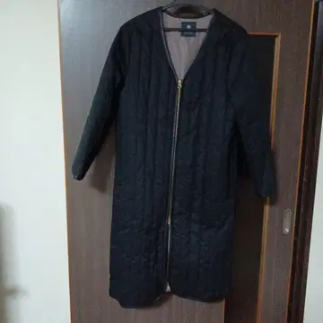 블랙 롱 퀼팅 코트