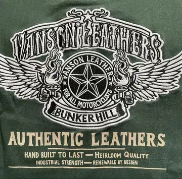Vanson Leathers 바이커 T셔츠 그린
