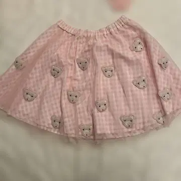 캔디 스트리퍼 곰 자수 핑크 플레어 스커트