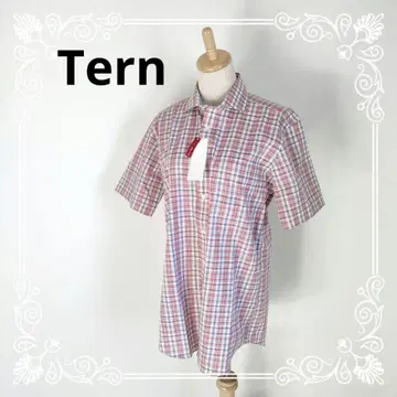 a1192 새상품 택 포함 Tern 체크 무늬 반팔 셔츠 순면