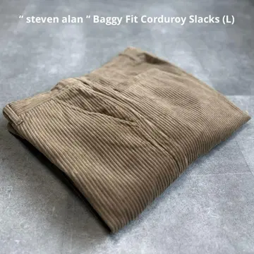 스티븐 앨런 배기 핏 굵은 폭 코듀로이 슬랙스 L 베이지