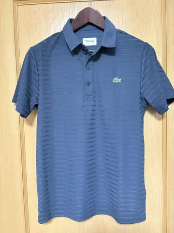 LACOSTE 스트라이프 피케 셔츠 US S 네이비