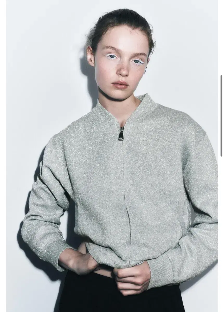 Zara Metallic Silknit Bomber Jacket