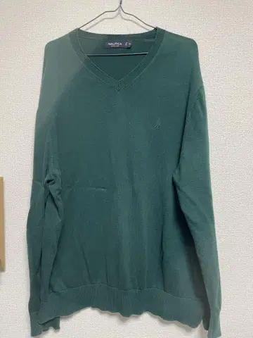 NAUTICA 다크 그린 V넥 스웨터 XL