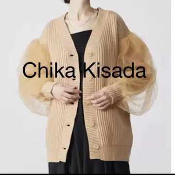 chikakisada 시어 니트 가디건 튤 레이어드