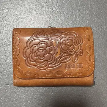ANNA SUI 꽃무늬 가죽 접이식 지갑
