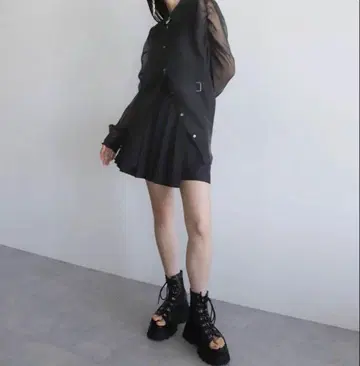 HARE 시스루 긴팔 셔츠 시어 셔츠 블랙