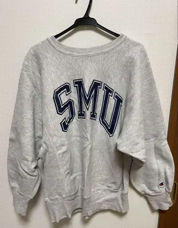 Champion SMU 로고 트레이닝복 그레이 리버스 위브