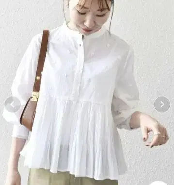 SHIPS any 플라워 모티브 페플럼 개더 셔츠 블라우스