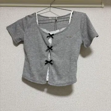 OLIVE des OLIVE 예쁜 리본 T 도트 그레이