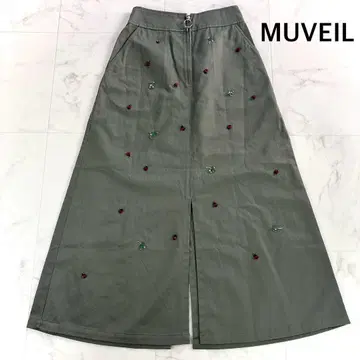 새상품급 MUVEIL 롱 스커트 맥시 클로버 무당벌레