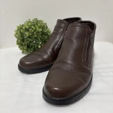 에코 천연 가죽 숏부츠 지퍼 플랫슈즈 3E 와이드핏