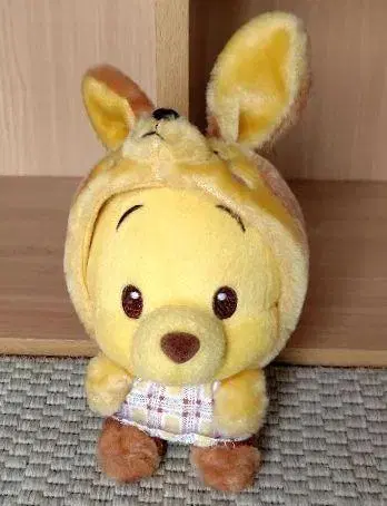 푸우 봉제 인형 토끼 귀 모자