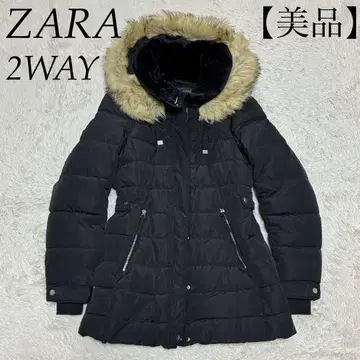 ZARA 2WAY 새상품급 블랙 퍼 코트 A라인 퍼 탈부착 가능