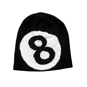 [00's] 니트 모자 비니 8볼 Y2K 구제 의류 올 패턴 모노그램