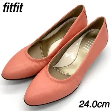 fitfit 24cm 가죽 라운드토 청키힐 심플 핑크