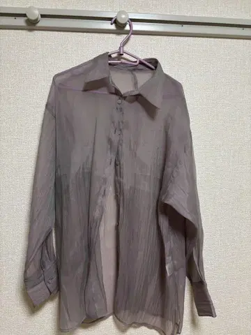 연보라 시스루 긴팔 셔츠
