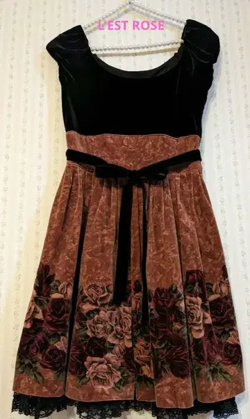 L'EST ROSE 원피스 앤티크 로즈 패턴 파티 드레스