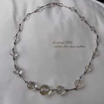 uk antique 1930 영국 아르데코 클리어 유리 목걸이