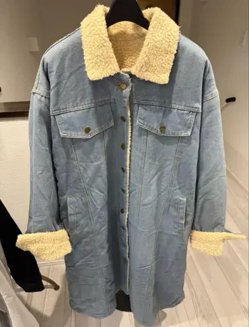 보아 안감 데님 롱 자켓 F 사이즈 택 포함 새상품