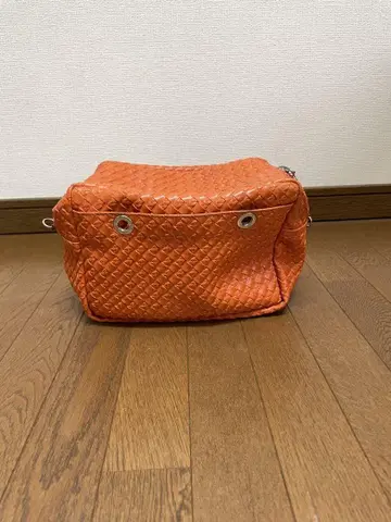앙주르 앙삭 오렌지 격자 무늬 핸드백