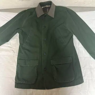 Landsend 미들 기장 코트 올리브 가죽