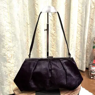 레어 PAULE KA 폴카 핸드백 송치 퍼플 실버 금장 장식