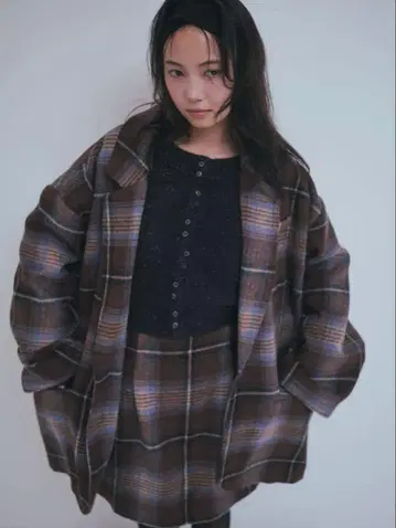Andequal checked over jacket blue 자켓