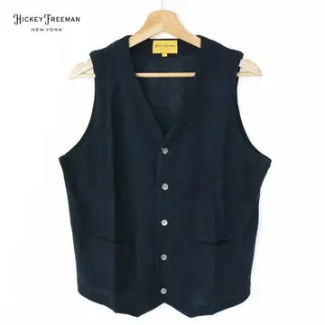 새상품 히키 프리먼 니트 베스트 M MKN1150 앞 버튼 일본제