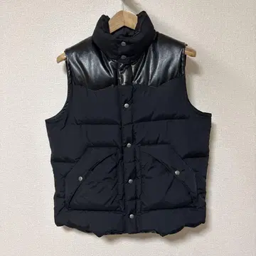 시에라 디자인 다운 베스트 가죽 절개 블랙 무지 XL