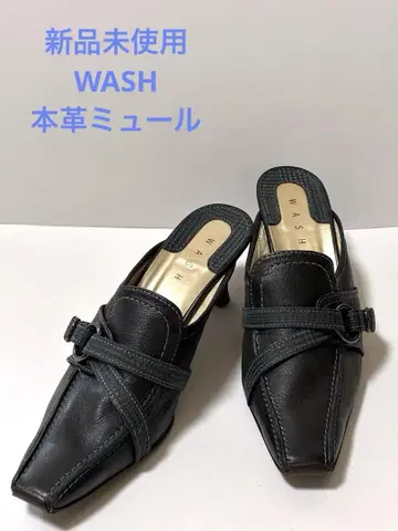 미사용 새상품 WASH 천연 가죽 뮬
