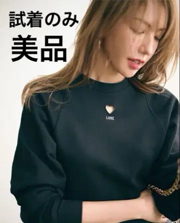 노스탤지어 미카 씨 콜라보 하트 맨투맨 트레이닝복 블랙 긴팔 M