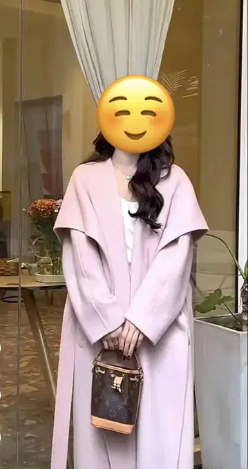 코트 울 100% 겨울 핑크 코트 롱 코트