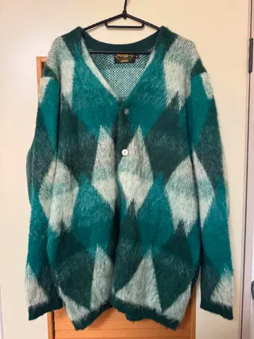 모헤어 니트 가디건 아가일