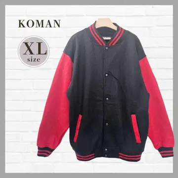 KOMAN 바시티 자켓 XL 블랙 x 빨간색 속기모 빅 사이즈 빅 방한
