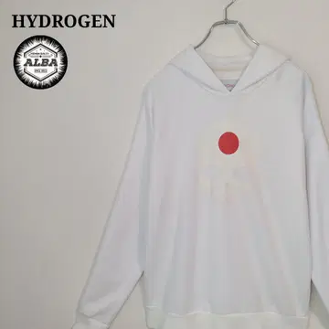 HYDROGEN 하이드로겐 후드티 해골 스컬 일본국기 화이트 M