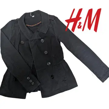 H&M 블랙 트렌치코트 더블 브레스트 36 사이즈 S 사이즈