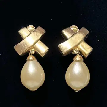 MADE IN USA 귀찌 골드 메탈 티어드롭 펄