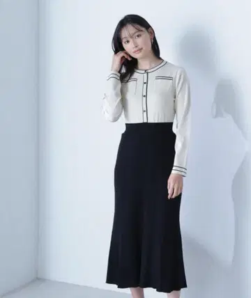 natural beauty basic 바이컬러 포켓 니트 원피스