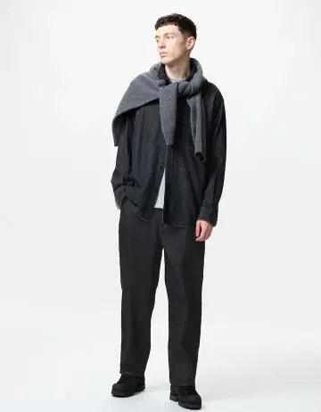 UNIQLO 와이드 테이퍼드 청바지 블랙 M 사이즈