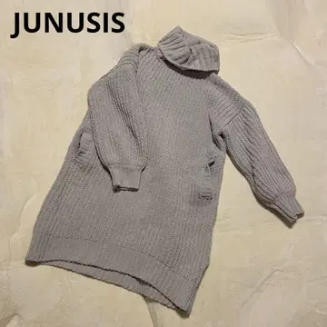JEANASIS 그레이 하이넥 니트 원피스 긴팔