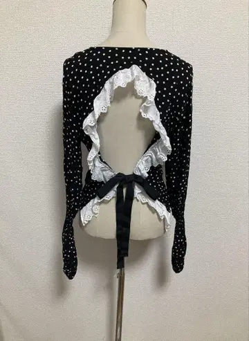도트 백 오픈 블라우스