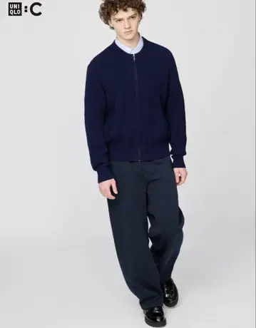 UNIQLO C 맨투맨 와이드 팬츠 네이비 Lsize