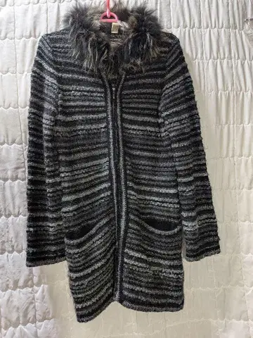 COMME CA DU MODE 스트라이프 퍼 가디건, 코트
